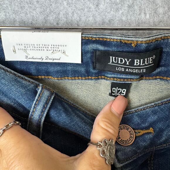 NWT Judy Blue Jeans Flare High Rise Women’s Size 9 Boho Hippie Stretch Dark Wash - Picture 4 of 14